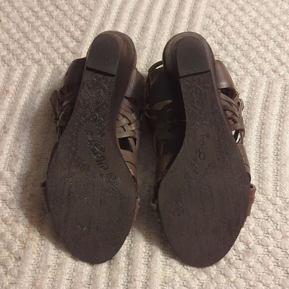 Naughty Monkey Dually Noted Women's Size 8.5 M Taupe Leather Wedge Sandals - Picture 6 of 8